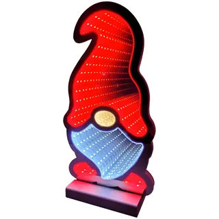 Brandsseller Weihnachtsbeleuchtung mit Infinity-Effekt 16x7x30 cm - LED Dekofigur aus Kunststoff, Timer 6/18h, 3m Kabel, moderne Weihnachtsdeko für Innen - Wichtel
