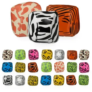 Relaxdays Jonglierbälle, 24er Set, Ø 50 mm, Tierprints, Anfänger & Profis, Wurfball, Kugelfüllung, Jongliersäcke, bunt