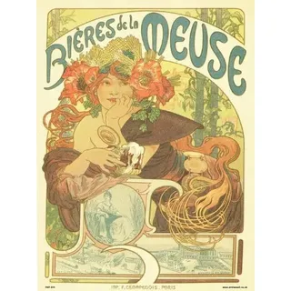 onthewall Alphonse Mucha Bières de la Meuse Replica Art Poster 30 x 40 cm (PDP 035)
