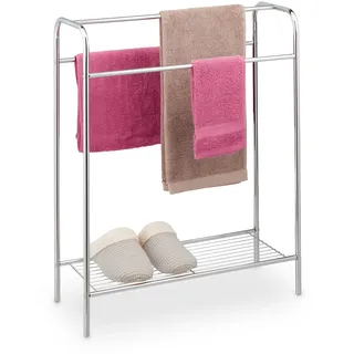 Relaxdays Handtuchständer Silber 63x78x26,5 cm