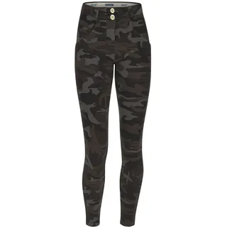 7/8-Hose FREDDY "WRUP REGULAR SUPERSKINNY 7/8", Damen, Gr. XL (42), N-Gr, grün (camouflage grau, grün), Web, Obermaterial: 80% Baumwolle, 20% Elasthan, tarnfarben, figurbetont 7/8-Länge, Hosen 7/8-Hose, mit All-Over-Camouflage-Muster