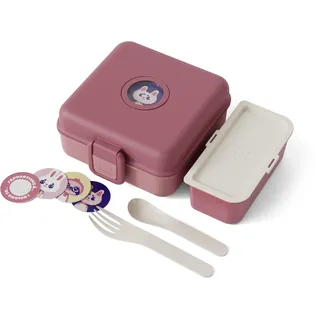 monbento - Kinder Brotdose mit Fächer Snacky rosa Blush - Snackbox für ganze Sandwiches - Besteck inklusive - Lunchbox Personalisiert - Ideal für Schule/Picknick – Spülmaschinenfest - BPA-Frei