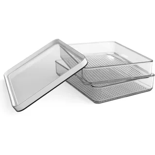 Rotho Kühlschrankorganizer-Set transparent/weiß 0,85 l 2-teilig