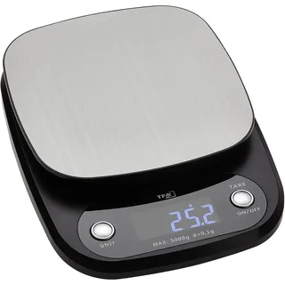 TFA Dostmann Digitale Küchenwaage Apple Pie,50.2005.10,0,1 g Auflösung,mit Tara-Zuwiegefunktion,verlängerte Abschaltfunktion, für Lebensmittel bis 5kg,modern,beleuchtete Anzeige,Silber