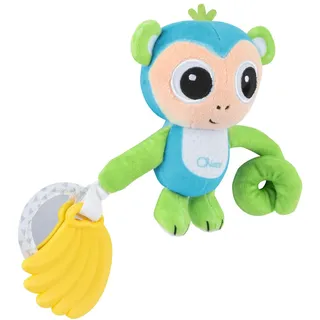 Chicco Tragbare Affenrassel, niedliche kleine Affenrassel mit langem Arm und elastischem Riemen zur Befestigung am Kinderwagen oder Autositz, mit Beißring und Spiegel, Kinderspiel, 3-24 Monate