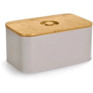 Zeller Present Brotkasten m. Bambusdeckel, Metall, beige,