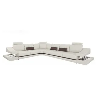 Sofas Design Ecksofa L-Form Möbel Bett Funktionen Textil Leder Schlafsofa Sofas - Weiß