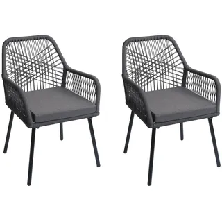 Mendler HWC-O12 Gartenstuhl 54 x 54 x 81 cm anthrazit 2 St.