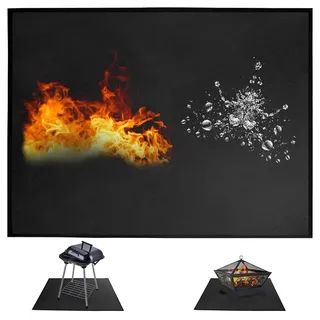 Grillmatte Bodenschutz, 100 x152cm Feuerfeste Unterlage, Faltbare Grillmatte, Hitzebeständige Grill Unterlage Boden, Floor Protection, Fireproof Mat für Grills, Camping, Table, Lawn