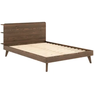 Karup Design »RETREAT BED« aus Kiefer massiv mit Lattenrost, Kopfteil mit 3 Ablagen,