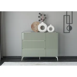 Set One by Musterring Sideboard Reno 137 x 109 x 42 cm Olivgrün matt lack / Olivgrün glanz