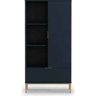 Furmeb24 - PULA R70 - Eintrige Komode mit Schublade und Regalen, gerade Metallbeine , Marine-Matt . - Blau