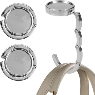 kwmobile Taschenhalter für Tisch - 2x Handtaschenhalter für Tisch - Taschenhaken faltbar - Taschen Aufhänger - Taschen Halter Haken - Tischhaken Set Silber
