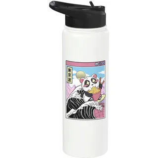 Pandabär Ramen Japanische Welle Vaporwave Anime Mädchen Kawaii Stainless Steel Insulated Water Bottle