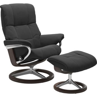 Stressless® Relaxsessel »Mayfair«, (Set, Relaxsessel mit Hocker), mit Hocker, mit Signature Base, Größe S, M & L, Gestell Wenge, grau