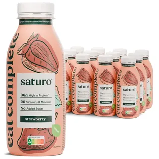 Saturo Trinknahrung Vegan Erdbeere | Astronautennahrung Mit Protein Trinkmahlzeit Nährstoffen 4800 ml
