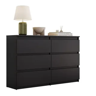 Lookway Sideboard Hana M6 Schwarz 120cm , Holzwerkstoff , 120x74.4x30 cm , Kleinmöbel, Kommoden, Sideboards