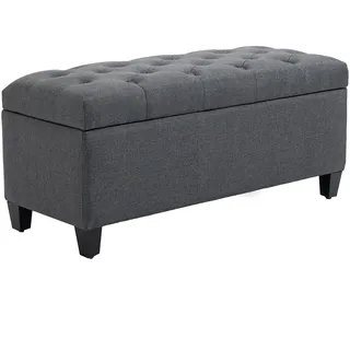 Homcom Truhenbank leinenartiges Polyester holz Dunkelgrau , Kunststoff , 40x44x100 cm , Esszimmer, Bänke, Sitzbänke