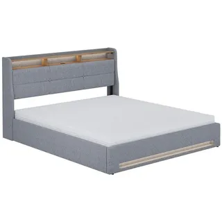 VitaliSpa Polsterbett Christin, 180x200 mit Led, USB-Anschluss & Matratze, - Grau,