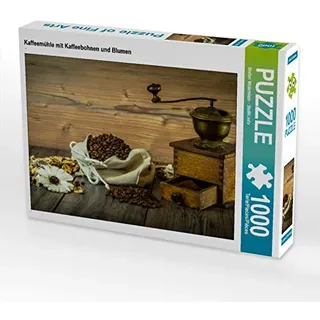 Calvendo Puzzle Kaffeemühle mit Kaffeebohnen und Blumen 1000 Teile Puzzle quer | 1000 Teile Lege-Größe 64x48cm Foto-Puzzle für glückliche Stunden