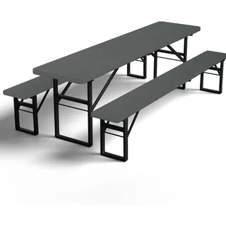 GFCC Bierzeltgarnitur Auflagen Set 3-teilig Elastische Grau 220x70cm | 1 Hussen für Biertische und 2 Bierbankhussen,Elastische Hussen für Biertischgarnitur Waschbare für Outdoor-Bankette