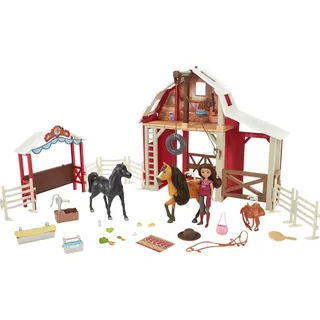 Mattel Spirit HDK57 Deluxe Reiterhof Spielset, Puppe Lucky, Pferd Sprit, Pferdefigur, Stall, Außenpaddock und Zubehör, ab 3