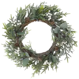 Künstlich Weihnachtskranz Dekoration 45cm - Eukalyptus Weidenkorb
