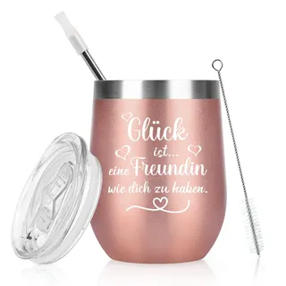 Livole Freundinnen Geschenk, Beste Freundin Geschenke Weihnachten - Glück Ist Eine Freundin Wie Dich zu Haben - Geschenke für Sie, Frauen zum Geburtstag Ideen, 350ml Kaffeebecher to go Thermo