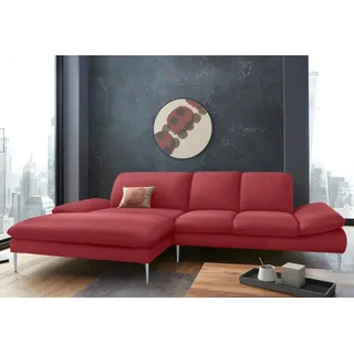 W.SCHILLIG Ecksofa "enjoy&MORE, Designsofa, elegant und bequem, L-Form" mit Sitztiefenverstellung, Füße silber matt, Breite 310 cm, ruby rot z59