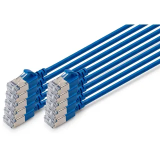 Digitus CAT 6A F-FTP Slim Patchkabel, 0,5m, Blau, 10 Stück