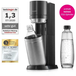 Sodastream Duo schwarz + Glaskaraffe + PET-Fasche