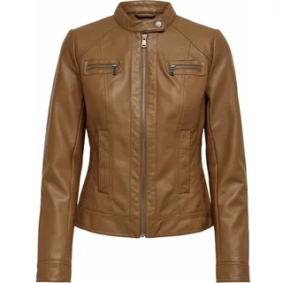 Only Kunstlederjacke Bandit Stehkragen Biker-Style cognac 34