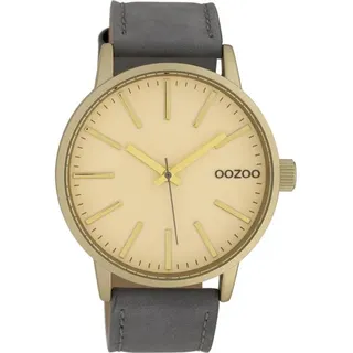 Oozoo Herrenuhr mit Lederband 45 MM Goldfarben/Creme/Grau C10013 - Grau