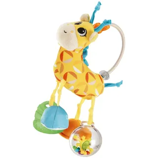 Chicco Mrs. Giraffe Toy, niedliche Giraffenrassel mit verschiedenen weichen Texturen, leicht zu greifen, voller manueller Aktivitäten, Kinderspielzeug 3-24 Monate, Gelb