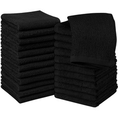 Utopia Towels - 24 Stück Seiftücher, 30x30 cm mit Aufhängeschlaufen, saugfähige Waschlappen zum Abwischen und Reinigen des Gesichts aus 100% Baumwolle (Schwarz)