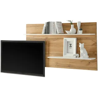 furn.design Wandregal 155 x 80 x 20 cm Eiche Wotan/Weiß