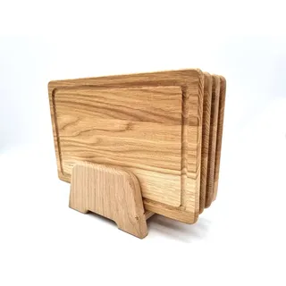 JOWE Jausenbrett aus Eiche | 4 Stk Holzbretter aus Eiche 30x20 cm | Rechteckiges Servierbrett aus Holz | Made in Austria