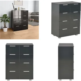 vidaXL Sideboard Hochglanz Schwarz 60x35x80 cm Holzwerkstoff - Sideboard - Sideboards - Beistellschrank - Beistellschränke - Schwarz
