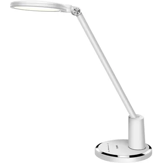 JUKSTG Schreibtischlampe LED, 12W Büro Tischleuchte TouchBedienung Dimmbar 10 Helligkeits 5 Farbstufen Augenschutz Tischlampen Nachttischlampe, für Büro, Lesen, Arbeit,Kinder (Weiß)