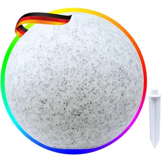 Schwaiger 660142 Solar Leuchtkugel Outdoor Kugelleuchte Außenlicht RGB LED Lichtsensor Farbwechsel Steinoptik 25cm Durchmesser IP44 spritzwassergeschützt