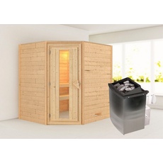Bild von Sauna »Mia (Fronteinstieg)«, inklusive Ofenschutzgitter und Tür beige