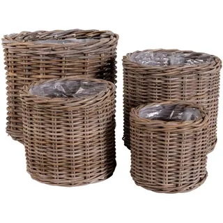 Xxxl Korbset , Braun , Kunststoff , 4-teilig , Rattan , rund , 40x35x40 cm , Ordnen & Aufbewahren, Körbe, Dekokörbe