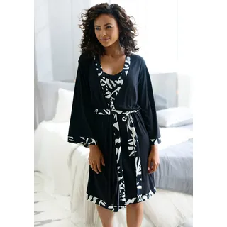 Kimono FRENCH CONNECTION, Damen, Gr. 32/34, schwarz, Viskose, unifarben, Kurzform, Hausmäntel Kimono, im zeitlosen Schwarz-Weiß-Look