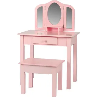 VVD Schminktisch Make-up Mädchen Schminktisch Kinderzimmer mit Spiegeln und Hocker rosa - Rosa