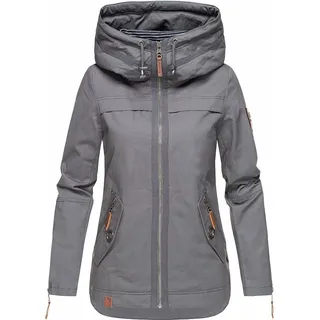 Navahoo Damen Jacke Frühling Herbst Übergangsjacke Print Parka Mantel Kapuze Wekoo Anthrazit Gr: 34 -XS - Dunkelgrau
