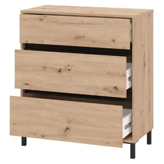 Dmora Kommode Mapello 80x40x90h cm Braun Eiche Knoten, 3 Schubladen mit Gleitschienen - Braun