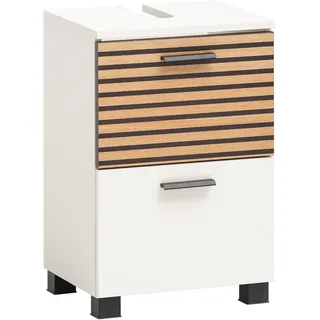 Schildmeyer Waschbeckenunterschrank Katta 158579, weiß matt/Akustikpaneel Optik, 40,2 x 35 x 60,8 cm