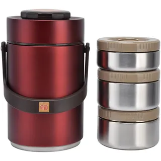 Rankomu 2.3L Thermobehälter für Essen, 3-lagig 304 Edelstahl Vakuum-isoliert Thermo Lunchbox, Essen Warmhaltebehälter für Arbeit, Reisen, Picknick & Camping (Rot)