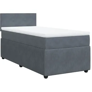 vidaXL Boxspringbett mit Matratze Dunkelgrau 90x200 cm Samt - Grau