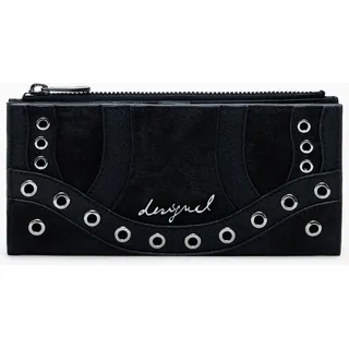 Stylische Damen-Geldbörse Schwarz mit Snake Print und praktischen Fächern - Schwarz